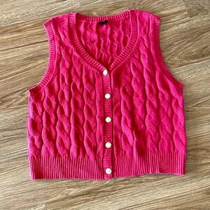 Talbots Cable Knit V-Neck Sweater Vest. Pink. Women’s XL wool blend